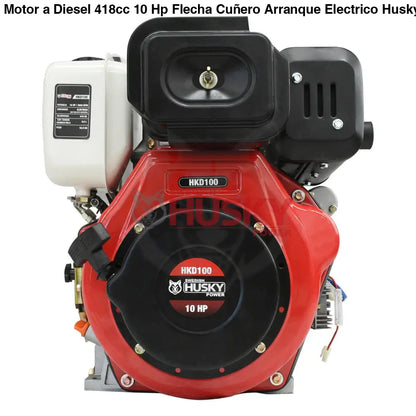 Motor a Diesel 418cc 10 Hp Flecha Cuñero Arranque Electrico Husky HKD100