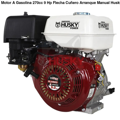 Motor A Gasolina 270cc 9 Hp Flecha Cuñero Arranque Manual Husky RLM900