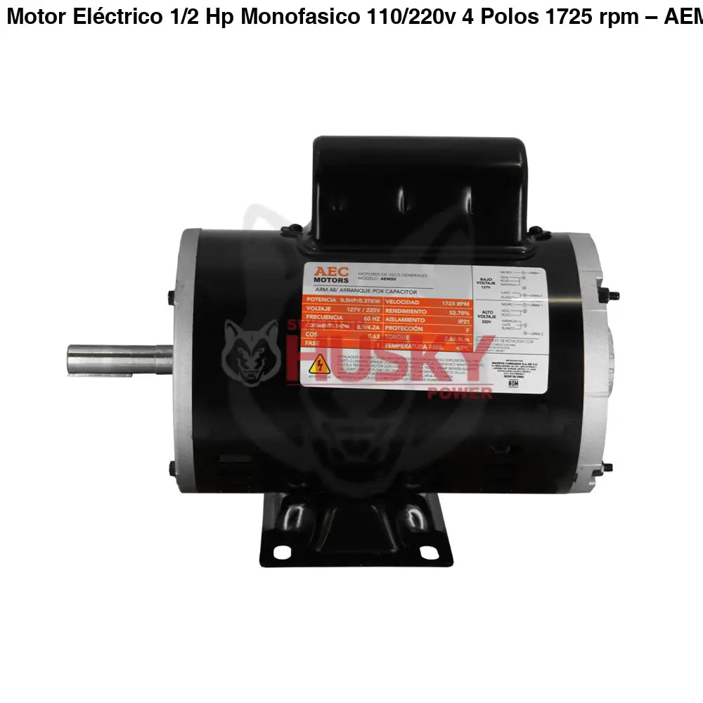 Motor Eléctrico 1/2 Hp Monofasico 110/220v 4 Polos 1725 rpm – AEM50 Aec Motors - MOTOR ELECTRICO