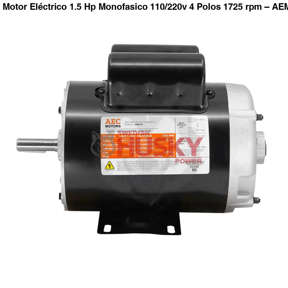 Motor Eléctrico 1.5 Hp Monofasico 110/220v 4 Polos 1725 rpm – AEM150 Aec Motors - MOTOR ELECTRICO