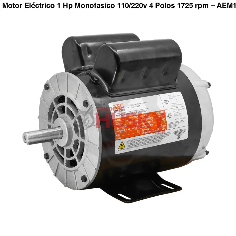 Motor Eléctrico 1 Hp Monofasico 110/220v 4 Polos 1725 rpm – AEM100 Aec Motors - MOTOR ELECTRICO