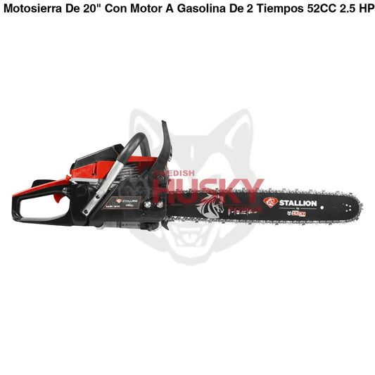 Motosierra De 20" Con Motor A Gasolina De 2 Tiempos 52CC 2.5 HP STALLION STM52PLUS