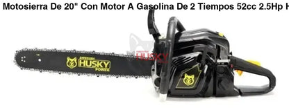 Motosierra De 20" Con Motor A Gasolina De 2 Tiempos 52cc 2.5Hp Husky HKM520