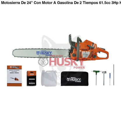 Motosierra De 24" Con Motor A Gasolina De 2 Tiempos 61.5cc 3Hp Husky SH36524