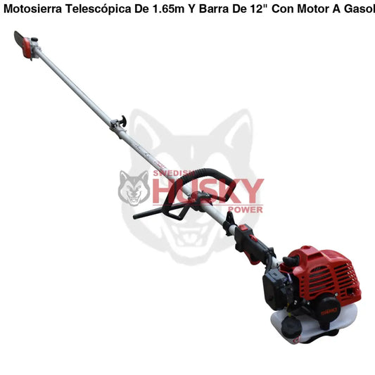 Motosierra Telescópica De 1.65m Y Barra De 12" Con Motor A Gasolina De 2 Tiempos 26cc 1.3Hp Husky HKMT2600