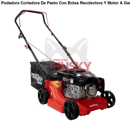 Podadora Cortadora De Pasto Con Bolsa Recolectora Y Motor A Gasolina 3 Hp 127cc HUSKY POWER -BLITZ127