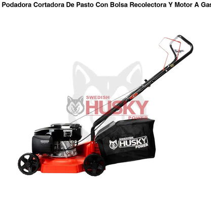 Podadora Cortadora De Pasto Con Bolsa Recolectora Y Motor A Gasolina 3 Hp 127cc HUSKY POWER -BLITZ127