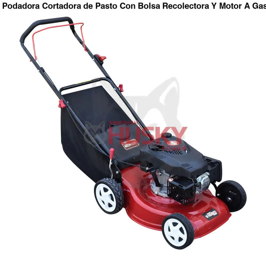 Podadora Cortadora de Pasto Con Bolsa Recolectora Y Motor A Gasolina de 3.5 Hp Para Corte de 18" Y Elevadores Husky HKLM1835