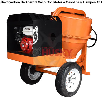 Revolvedora De Acero 1 Saco Con Motor a Gasolina 4 Tiempos 13 Hp Husky Power HKRB1-HSK13