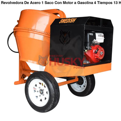 Revolvedora De Acero 1 Saco Con Motor a Gasolina 4 Tiempos 13 Hp Husky Power HKRB1-HSK13
