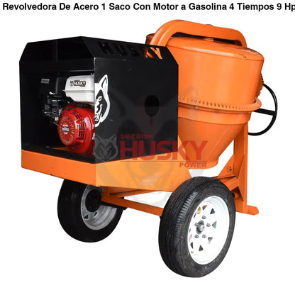 Revolvedora De Acero 1 Saco Con Motor a Gasolina 4 Tiempos 9 Hp Husky Power HKRB1-HSK9