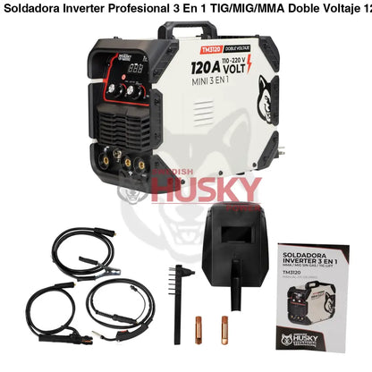 Soldadora Inverter Profesional 3 En 1 TIG/MIG/MMA Doble Voltaje  120A 110v/220v SWEDISH HUSKY TITANIUM  TM3120