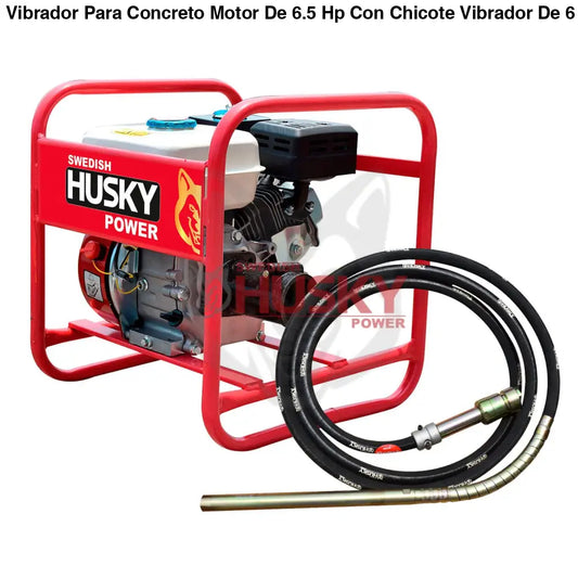 Vibrador Para Concreto Motor De 6.5 Hp  Con Chicote Vibrador De 6 Metros 38MM Husky HKV386-65